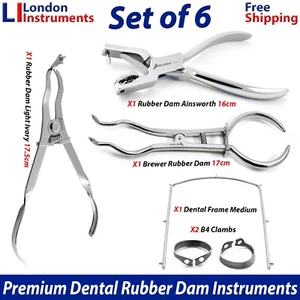 Kit de herramientas de presa de goma dental de marco de marfil ligero Ainsworth Brewer y abrazaderas B4 X6 - Imagen 1 de 8