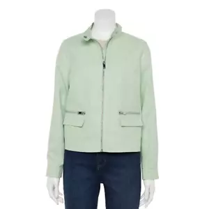 Women's Large Apt. 9 Long Sleeve Moto Jacket in Pearberry Green Retail $68.00 - Picture 1 of 8