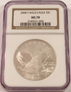 2008 P NGC MS 70 Bald Eagle Commemorative Silver Dollar - Picture 1 of 4