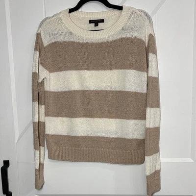 Banana Republic Tan & Cream Striped Knit Sweater – Women's Small - Image 1 of 4