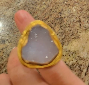 Adjustable Women’s Ring Druzy Quartz Lavender Geoed - Picture 1 of 5