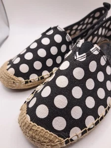 MICHAEL KORS BLACK WHITE POLKA DOT CANVAS SLIP ON WOMENS SHOES 6M MEG SLIP ON - Picture 1 of 8