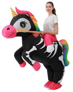 Inflatable Halloween Costumes Ride on Unicorn Blow up Costume Inflatable Unic... - Picture 1 of 9