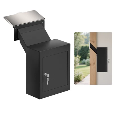 Through The Wall Key Drop Box with Adjustable Chute, Locking Rainproof Mailbox - Image 1 of 4