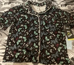 🌻 Art Class Girls Silky Shorts 2 Pc PJ Set Black Butterfly Print M (8) 🆕 - Picture 1 of 5