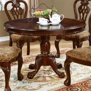 Furniture of America Wilson Traditional Wood Round Dining Table in Brown Cherry - Picture 1 of 7