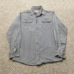 Wrangler Shirt Mens Small Gray Button Up Long Sleeve Premium Quality Cotton - Picture 1 of 8