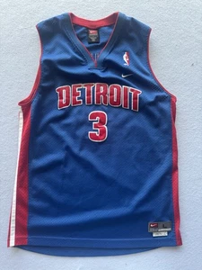 Vintage Nike Detroit Pistons Ben Wallace #3 Jersey Size Large YOUTH BOYS NBA - Picture 1 of 7