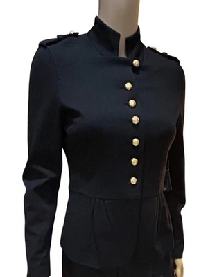 🎄NWT Vince Camuto VINTAGE Women Military Blazer Jacket Black Gold ButtonRARE XS - Image 1 of 4