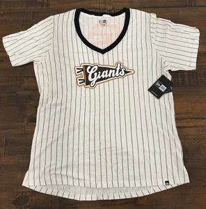 San Francisco Giants SF New Era Nadelstreifen SS weiß V-Ausschnitt Shirt Damen XL 1X - Bild 1 von 8