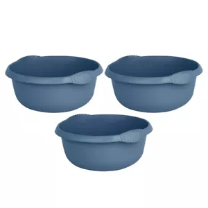 (Pack of 3) 28cm Washing Up Bowl Home Kitchen Cleaning Sink Basin Organiser Navy - Picture 1 of 6
