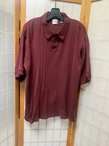Geoffrey Beene Men's Burgundy Short Sleeve 100% Cotton Ribbed Shirt XL - Picture 1 of 6