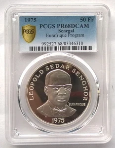 Senegal 1975 Eurafrique 50 Francs PCGS PR68 Silver Coin,Proof - Picture 1 of 2
