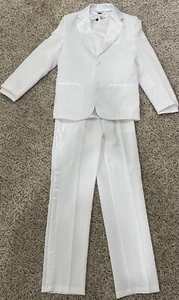 White Boys First Communion Outfit Tux with Cross On the Back, Bowtie  - Picture 1 of 21