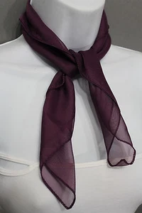 Small Classic Chic Women Neck Tie Scarf Sheer Fabric Pocket Square Dark Purple - Picture 1 of 9