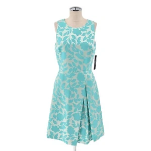 TAHARI Dress Womens Size 4 ASL Blue Floral Print Sleeveless Pleated ALine NEW - Picture 1 of 12