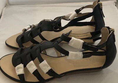 Black Leather Sandals Talbots Jessie Wedge Sandals Leather Size 8 new with box - Image 1 of 4