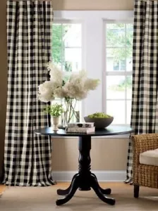 lovemyfabric Gingham/Checkered Polyester Curtain Window Treatment/Decor Panel - Picture 1 of 12
