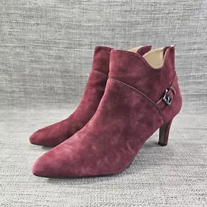 Adrienne Vittadini Size 8M Burgundy Suede Leather BOOTIE Heeled Boot Women’s - Picture 1 of 14