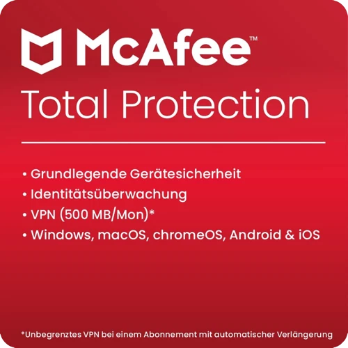 McAfee Total Protection 1-10 Geräte 1 Jahr ESD Lizenz License Key Code Number - Bild 1 von 1