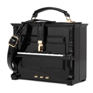 Borsa a tracolla da donna a forma di pianoforte nera in pelle PU borsa piccola e di lusso - Foto 1 di 5