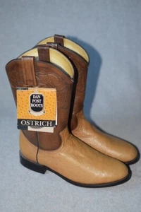 Stivali da cowboy western Dan Post full quill pelle di struzzo nuovi ragazzi giovani taglia 8 - Foto 1 di 18