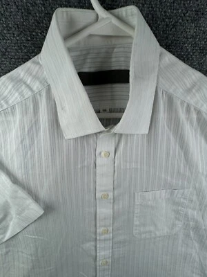 Givenchy Men Short Sleeve Button Up Shirt Striped White Size 105 Cotton Blend - Image 1 of 4