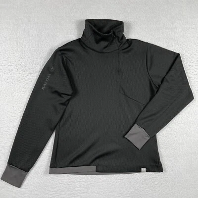 Pullover Salomon para mujer mediano negro gris cremallera asimétrica ropa deportiva senderismo Foto 1 de 4