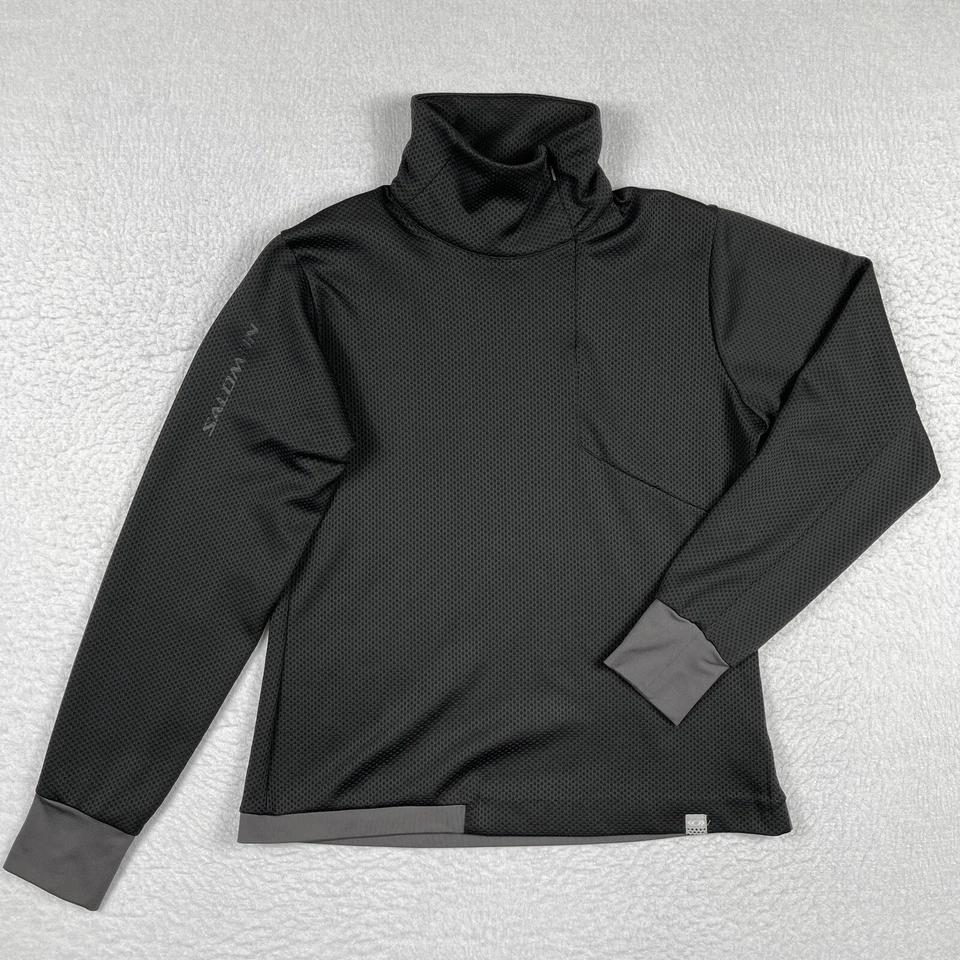 Pullover Salomon para mujer mediano negro gris cremallera asimétrica ropa deportiva senderismo Foto 1 de 4