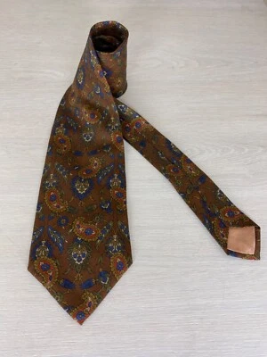 Corbata vintage años 90 Pierre Balmain 100 % seda patrón floral monograma color marrón OS Foto 1 de 4