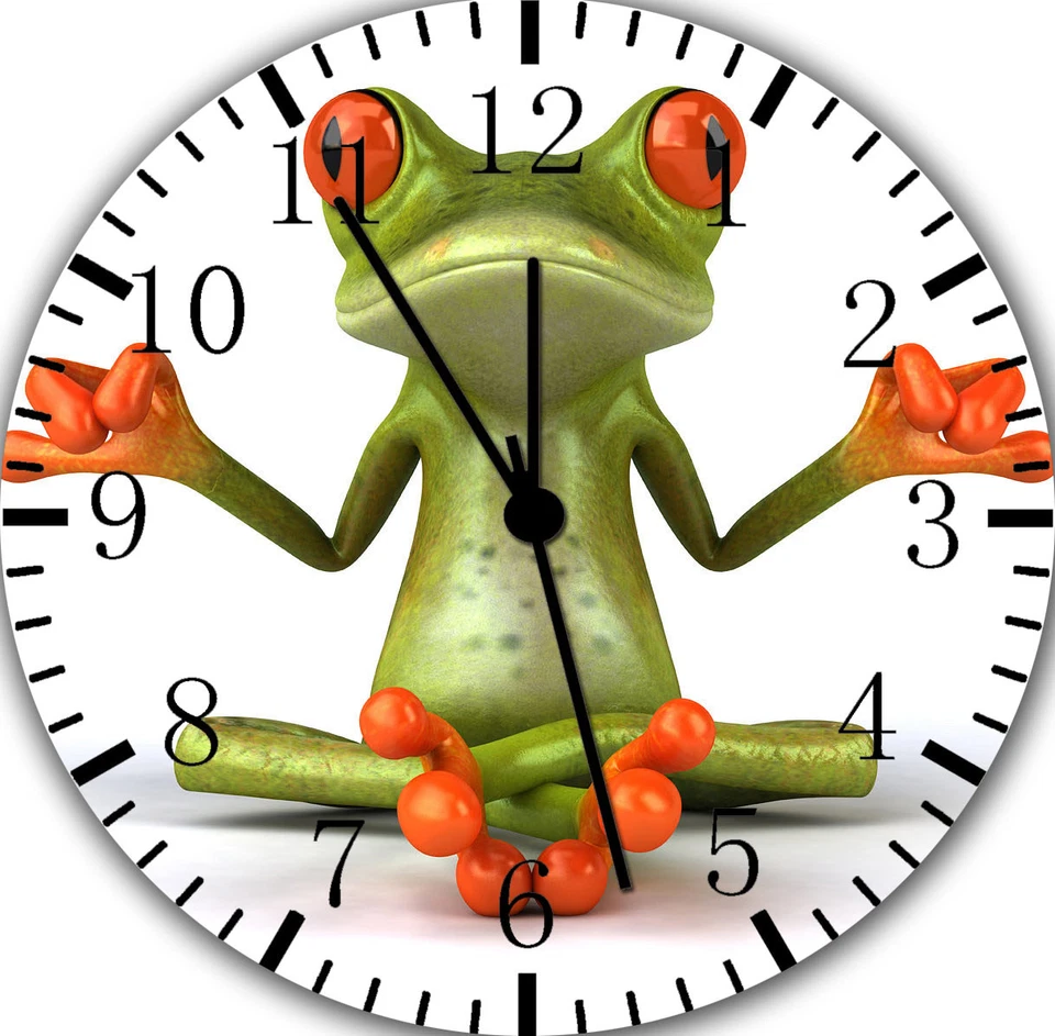 Cute Funny Frog Frameless Borderless Wall Clock Nice For Gifts or Decor E280 - Image 1 of 1