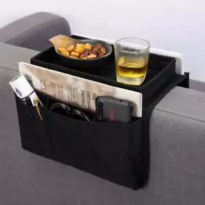 Sofa Armrest Table TV Remote Control Organizer Holder 5 Pocket Anti-Slip Bottom - Picture 1 of 5
