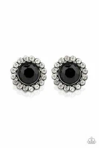 Pendientes negros brillantes florales de paparazzi  - Imagen 1 de 3