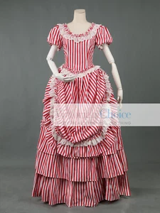 Victorian 1890s Cotton Bustle Dress Garden Afternoon Stroll Gown Theater 711 - Picture 1 of 6