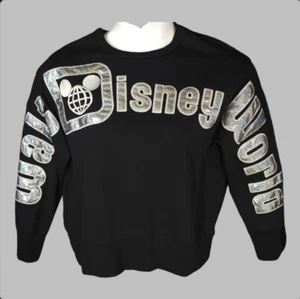 Disney World Silver Metallic Rainbow Sparkle Spell-out Sz M Pullover Sweatshirt - Picture 1 of 8