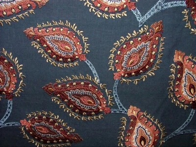 Shiraz Indigo Blau Bestickt Jacquard Vorhang Polster Kissen Stoff - Bild 1 von 4