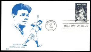 Chicago IL 1983 Babe Ruth FDC First Day of Issue JM Cachet - Bild 1 von 2