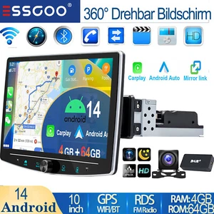 Autoradio 10.1" Android14 GPS Nav WIFI 360° Drehbar Bildschirm Kamera 1 DIN DAB - Bild 1 von 16