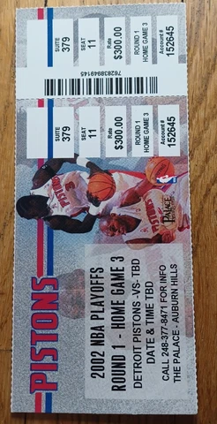 2002 Pistons Toronto Raptors Game 5 Ticket Stub Hakeem Olajuwan Last Game Cover