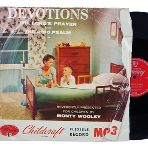 Vtg Devotions Lords Prayer 23rd Psalm Monty Wooley Childcraft AUS 33 Rpm 10" Gd - Picture 1 of 7