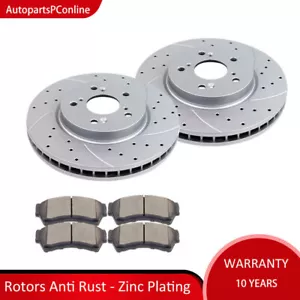 Front Slotted Rotors Brake Ceramic Pads Discs Kits for MKZ Mazda 6 Ford Fusion - Picture 1 of 8