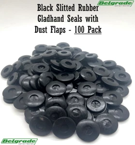 Black Slitted Rubber Gladhand Seals with Dust Flaps - 100 Pack - Picture 1 of 1