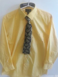 Colours by Alexander Julian men's 16-16.5 32/3 Yellow Cotton Blend with tie - Picture 1 of 5