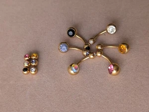 6pcs + extra balls Navel Belly Button Ring Rhinestone Body Jewelry 14G - Picture 1 of 6