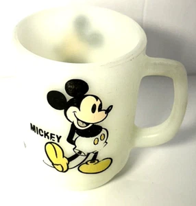 Vintage Walt Disney Mug Mickey Mouse Pepsi Cola Anchor Hocking Milk Glass Cup - Picture 1 of 16