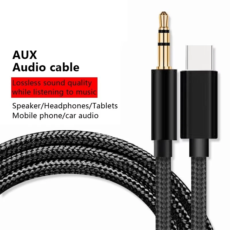 Lote de Adaptador de Audio Música Auxiliar Cable Tipo-C Tipo-C Macho a Cable de 3.5mm Coche AUX Foto 1 de 4