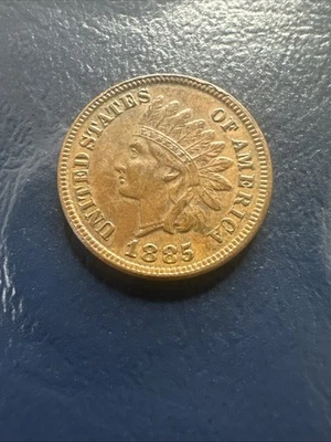 1885 Indian Head Cent Penny Coin, XF Grade Full Liberty - Image 1 of 2