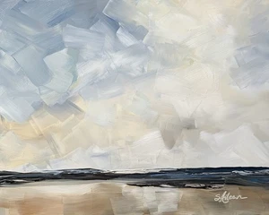 Original Oil Painting Contemporary Coastal Seascape Impressionist 8x10" Signed - Picture 1 of 7