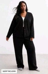BNWT New Look Curves black borg teddy lounge Cardigan pyjamas Dressing Gown 24 - Picture 1 of 7