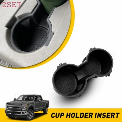 2set Fit 2015-2017 Ford F-150 XLT, XL Ebony Rubber Cup Holder Insert FL3Z1513562 - Image 1 of 4
